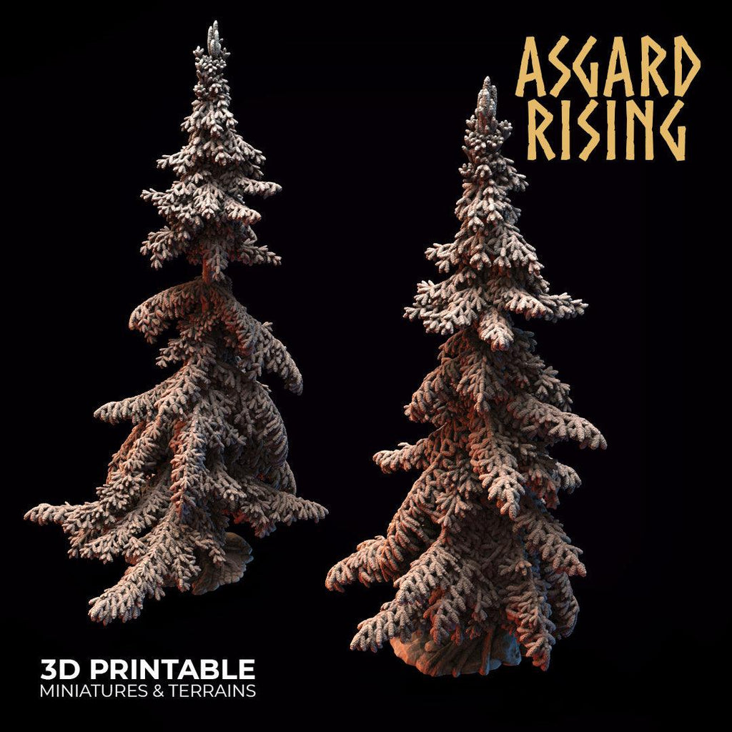 3D Printed Asgard Rising Conifers Spruce Modular Forest Tree Set 32mm D&D