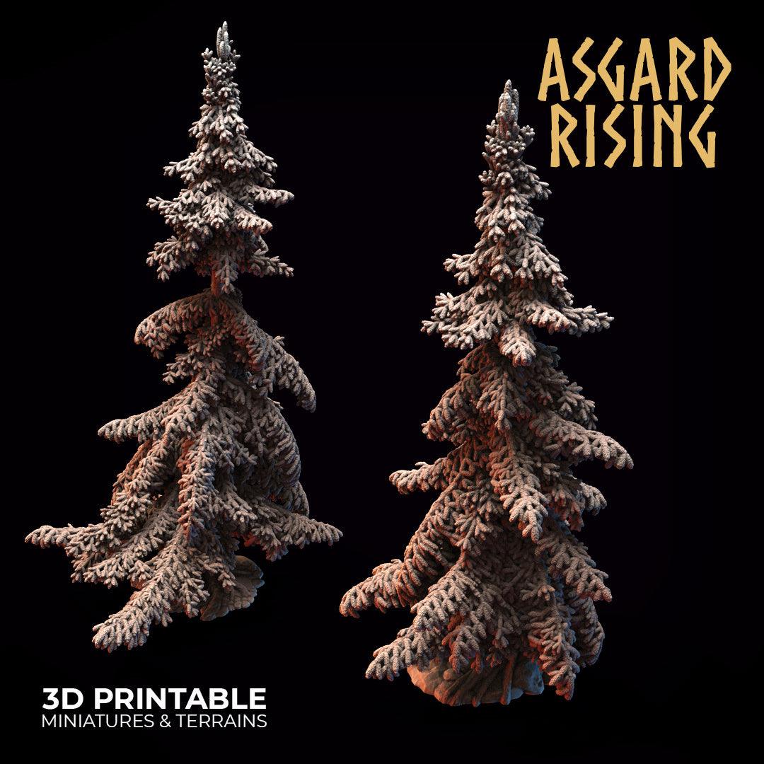 3D Printed Asgard Rising Conifers Spruce Modular Forest Tree Set 32mm D&D
