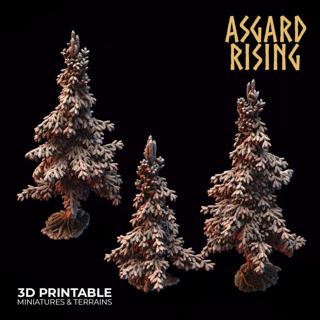 3D Printed Asgard Rising Conifers Spruce Modular Forest Tree Set 32mm D&D