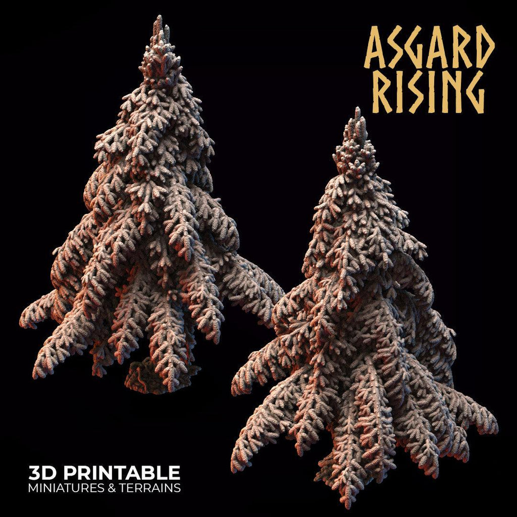 3D Printed Asgard Rising Conifers Spruce Modular Forest Tree Set 32mm D&D