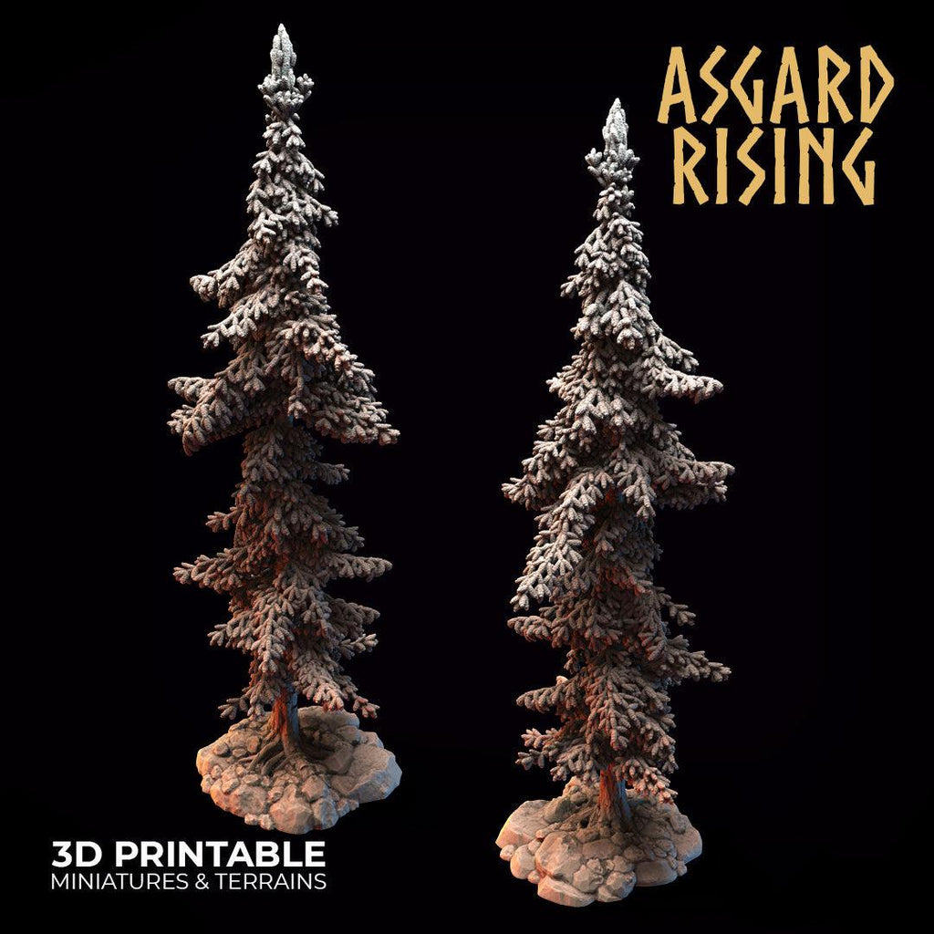 3D Printed Asgard Rising Conifers Spruce Modular Forest Tree Set 32mm D&D