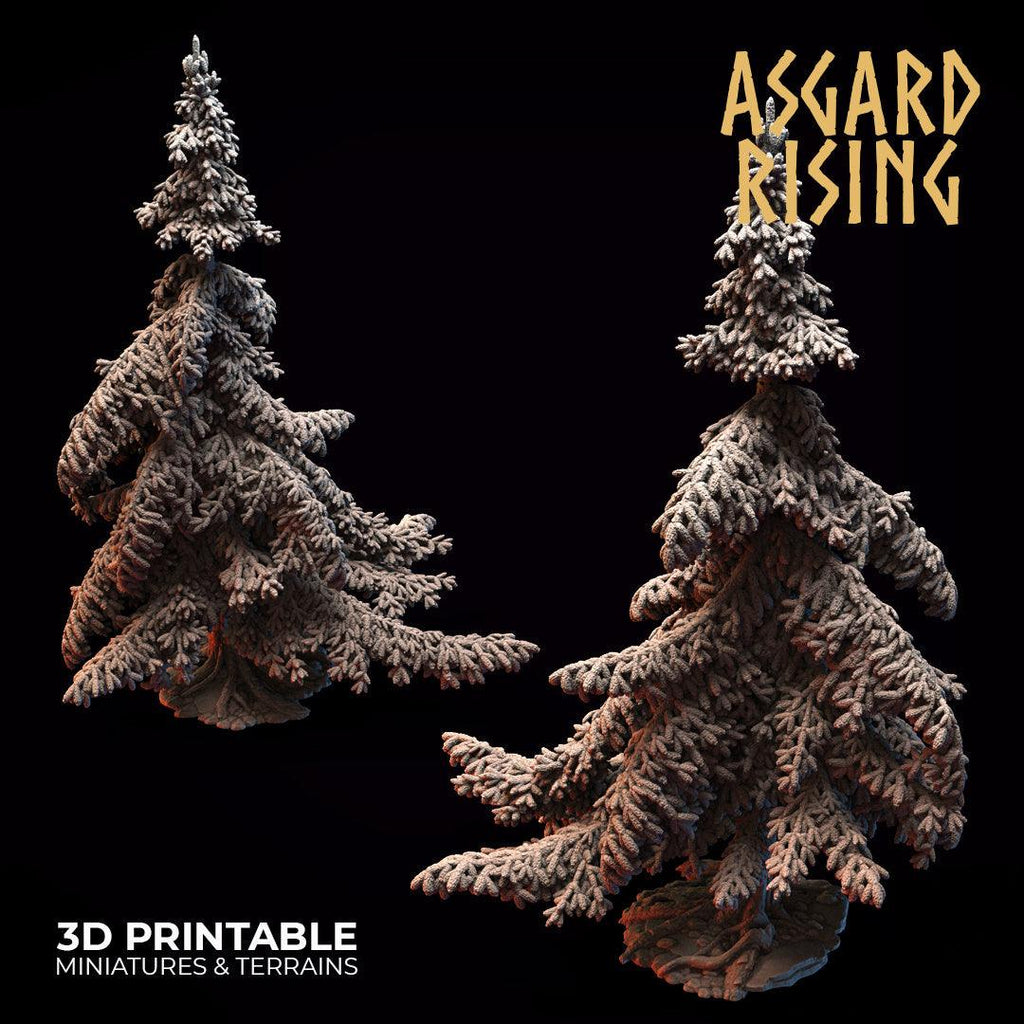 3D Printed Asgard Rising Conifers Spruce Modular Forest Tree Set 32mm D&D