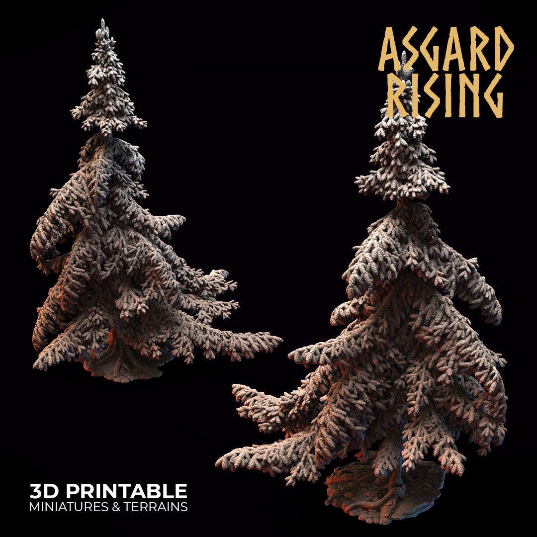 3D Printed Asgard Rising Conifers Spruce Modular Forest Tree Set 32mm D&D