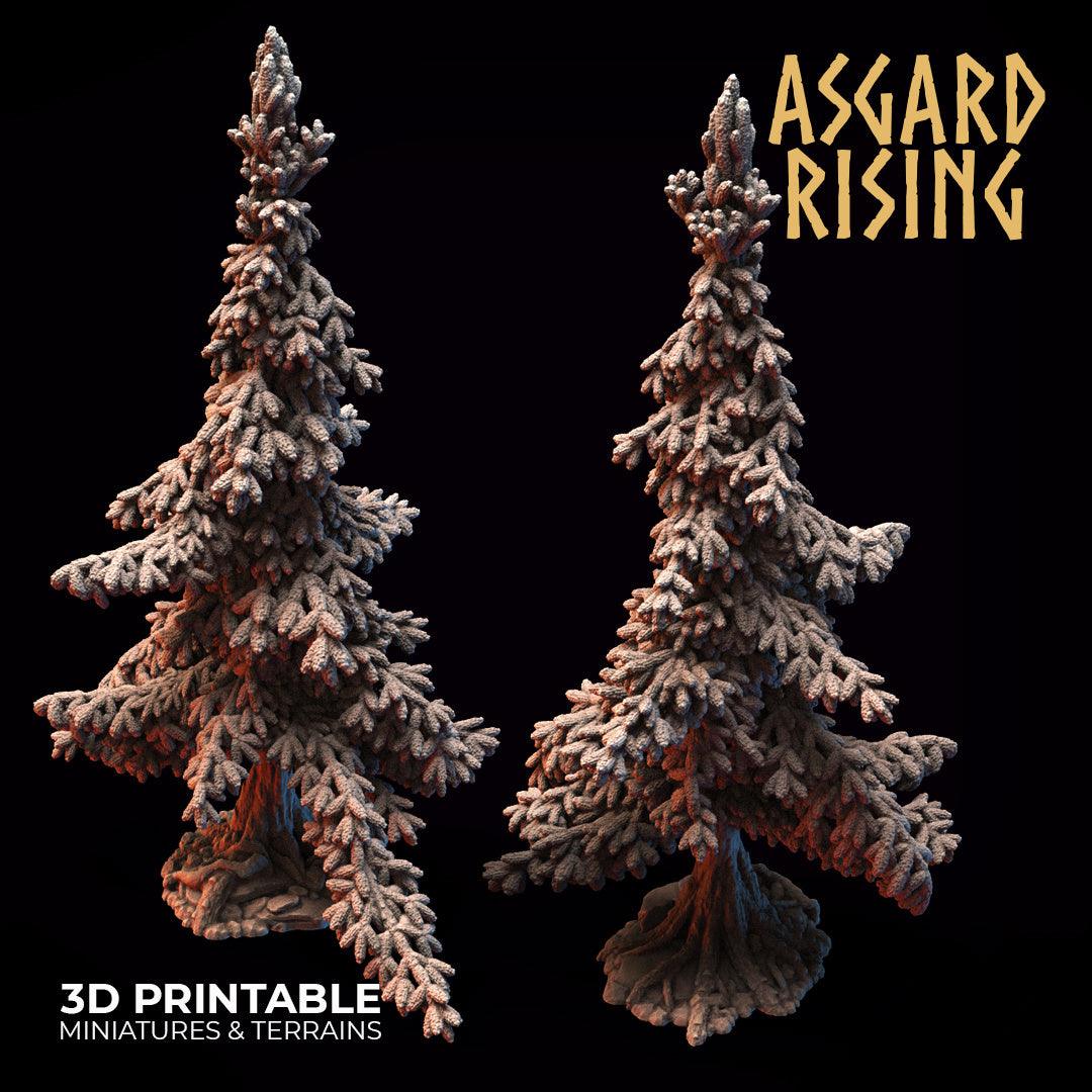 3D Printed Asgard Rising Conifers Spruce Modular Forest Tree Set 32mm D&D