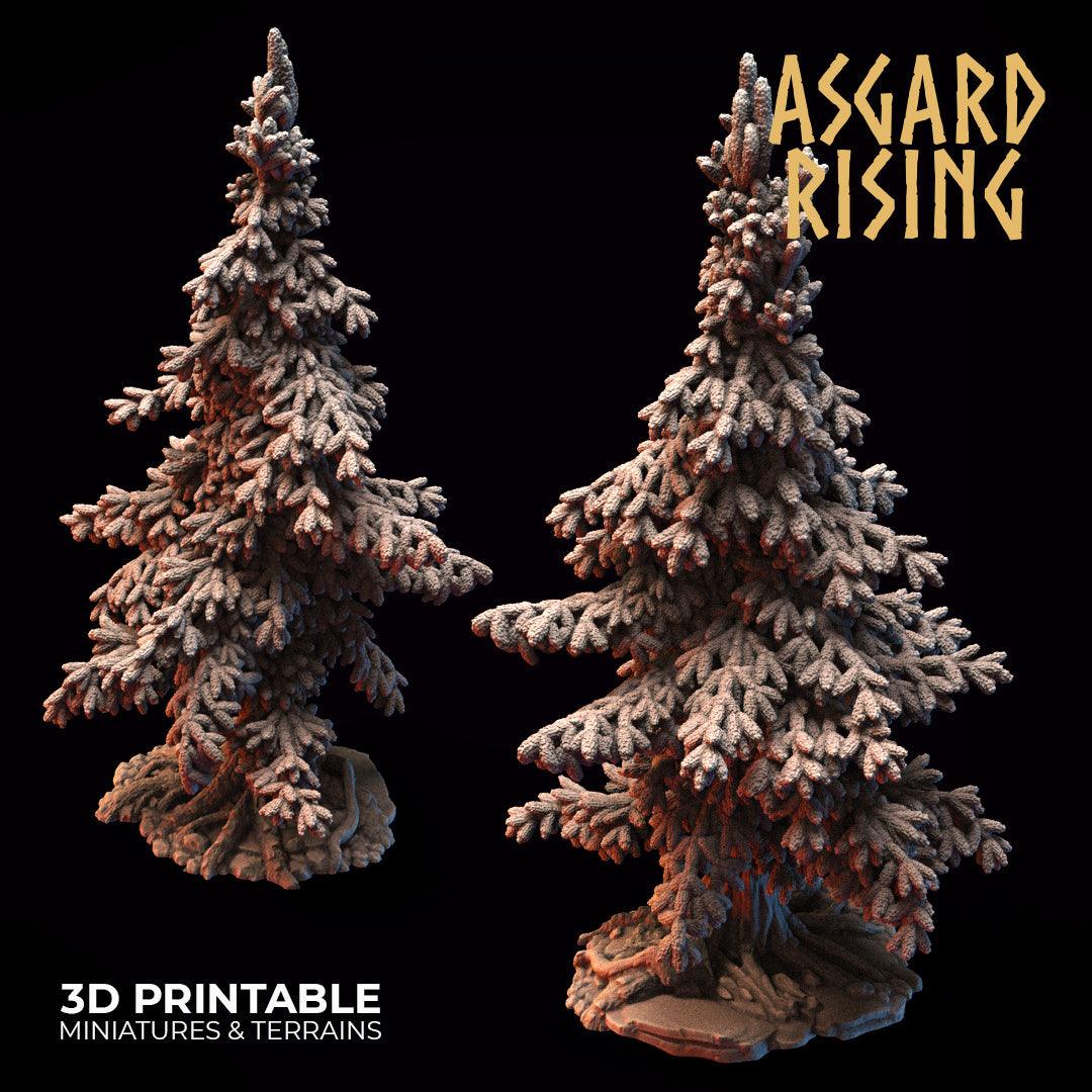 3D Printed Asgard Rising Conifers Spruce Modular Forest Tree Set 32mm D&D