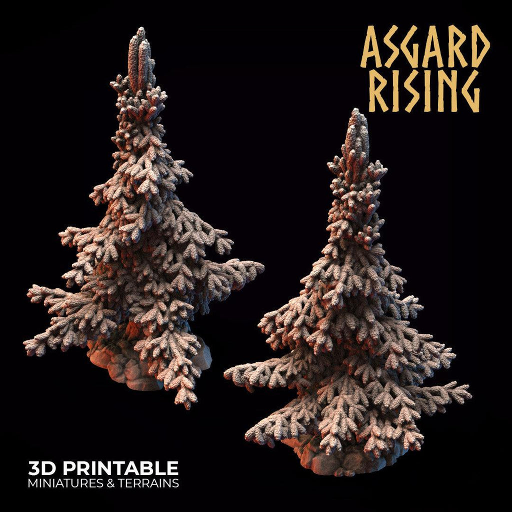 3D Printed Asgard Rising Conifers Spruce Modular Forest Tree Set 32mm D&D