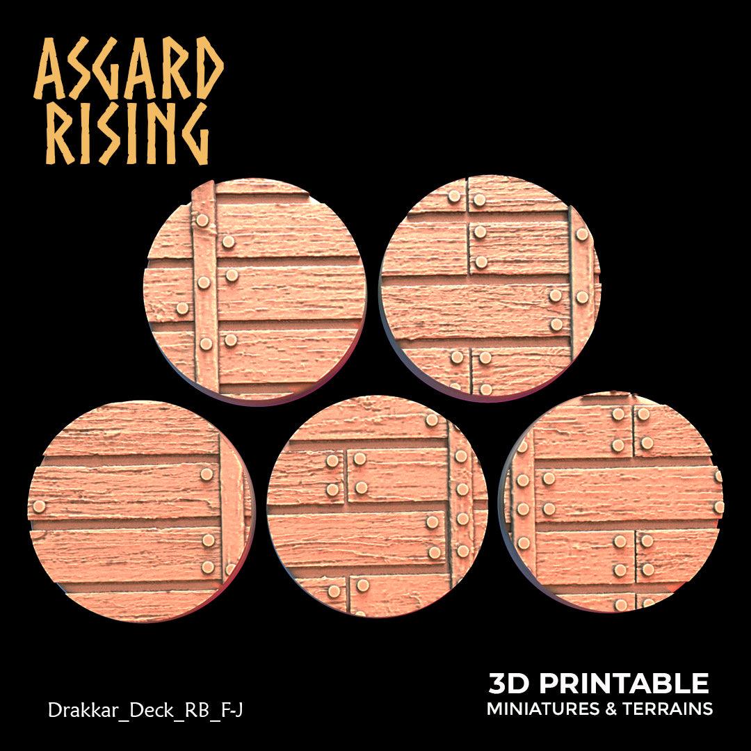 3D Printed Asgard Rising Drakkar Deck Round Bases 25 28 32 35mm Version 2 28 32 mm Wargaming DnD