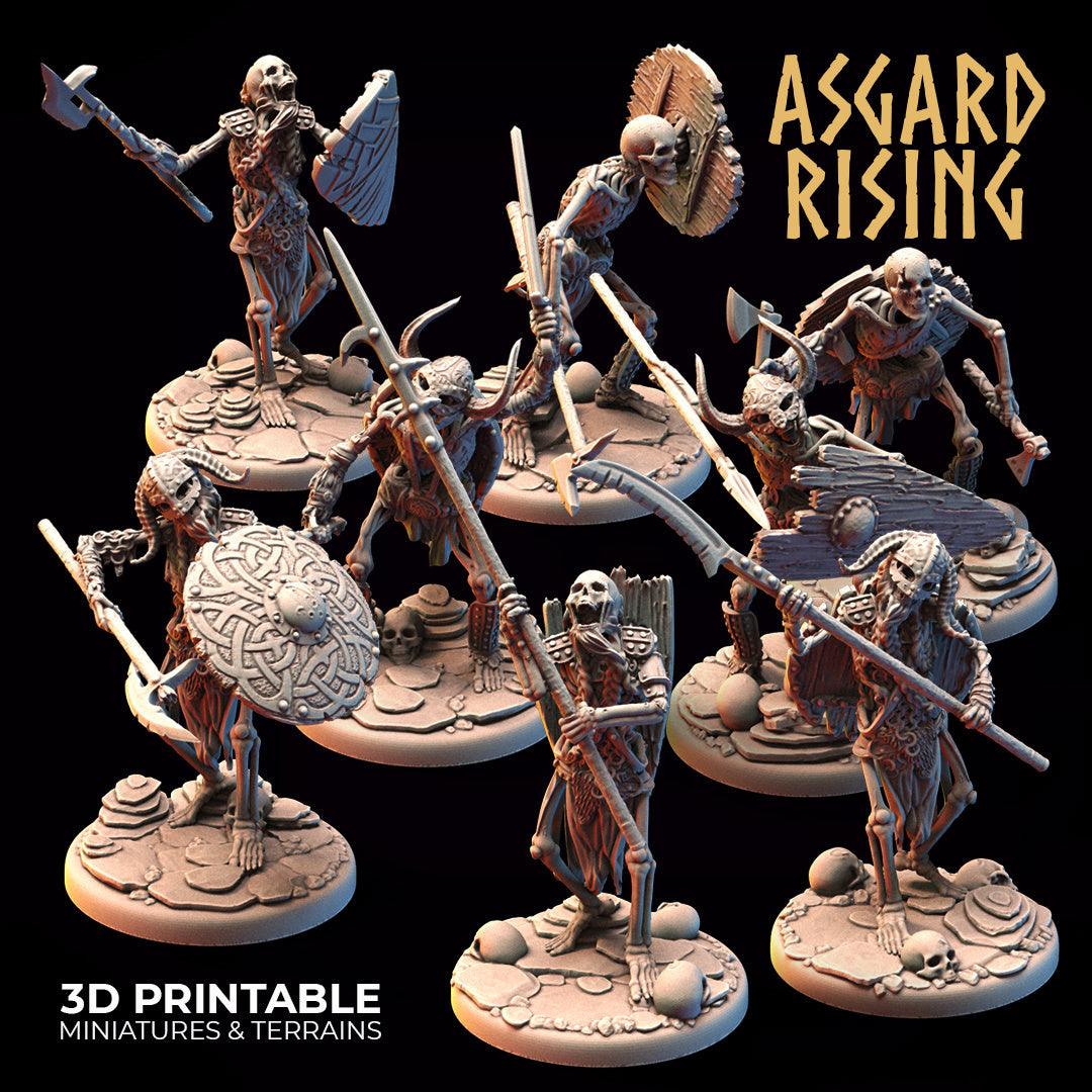 3D Printed Asgard Rising Draugr - Undead Skeleton Infantry Set 28mm - 32mm