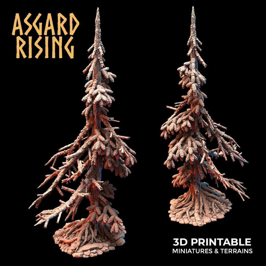 3D Printed Asgard Rising Dry Conifers Spruce Modular Forest Set 28mm 32mm D&D