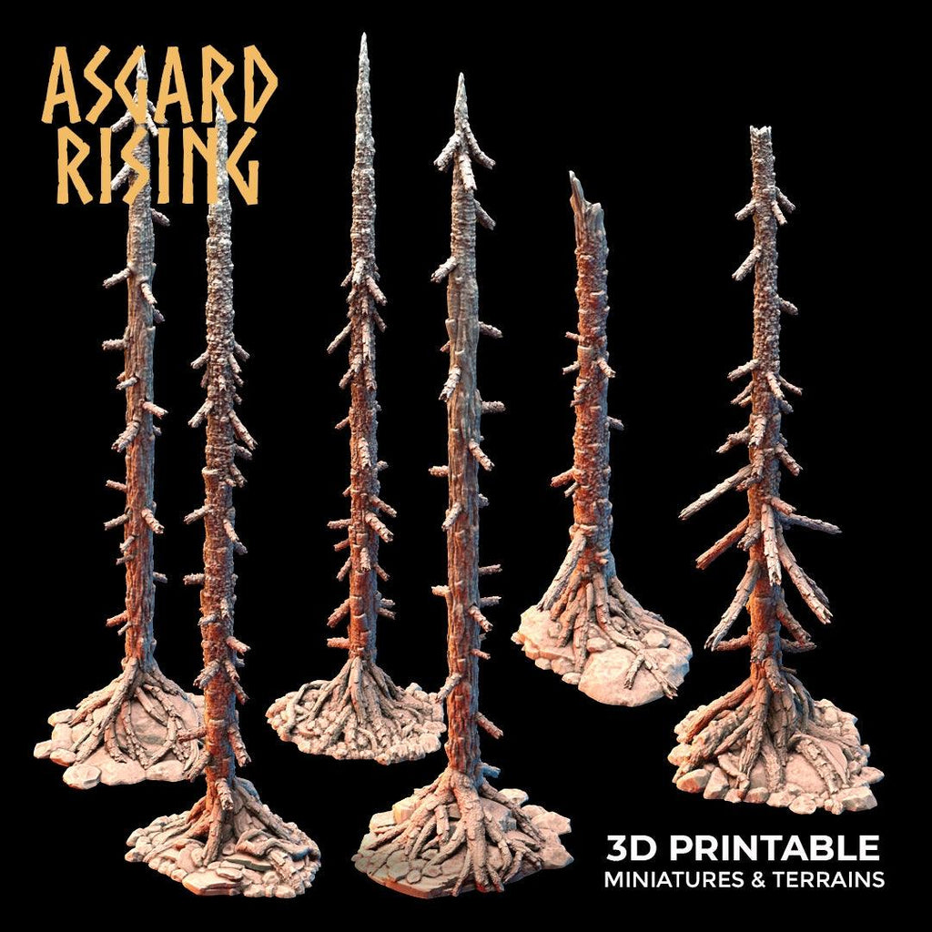 3D Printed Asgard Rising Dry Conifers Spruce Modular Forest Set 28mm 32mm D&D