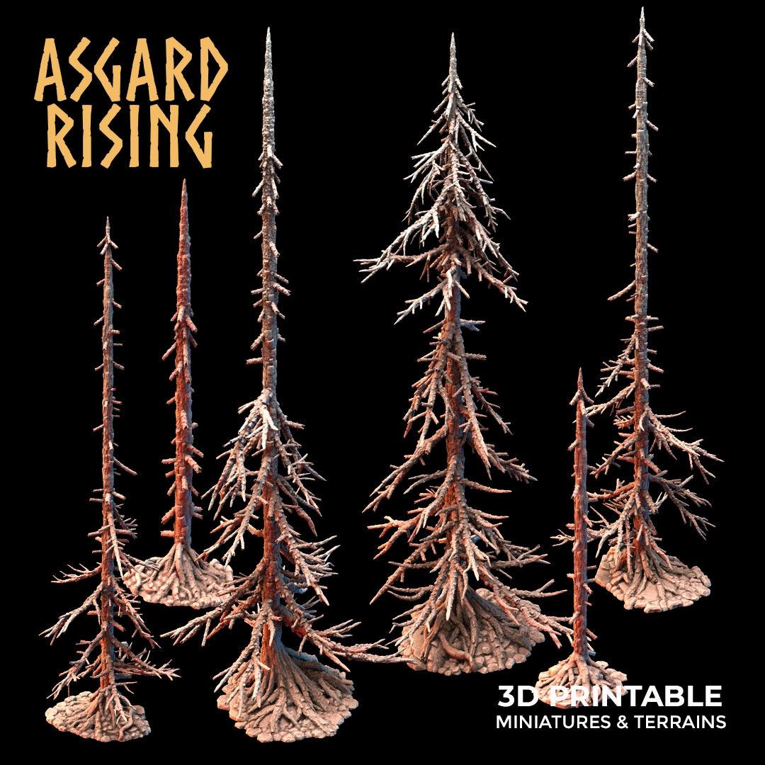 3D Printed Asgard Rising Dry Conifers Spruce Modular Forest Set 28mm 32mm D&D