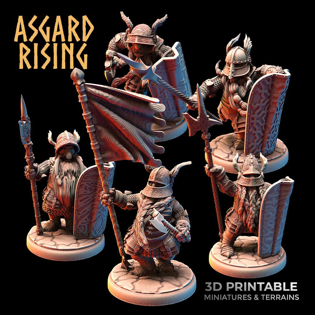 3D Printed Asgard Rising Dwarf Full Plate Shield and Banner Set 28mm - 32mm