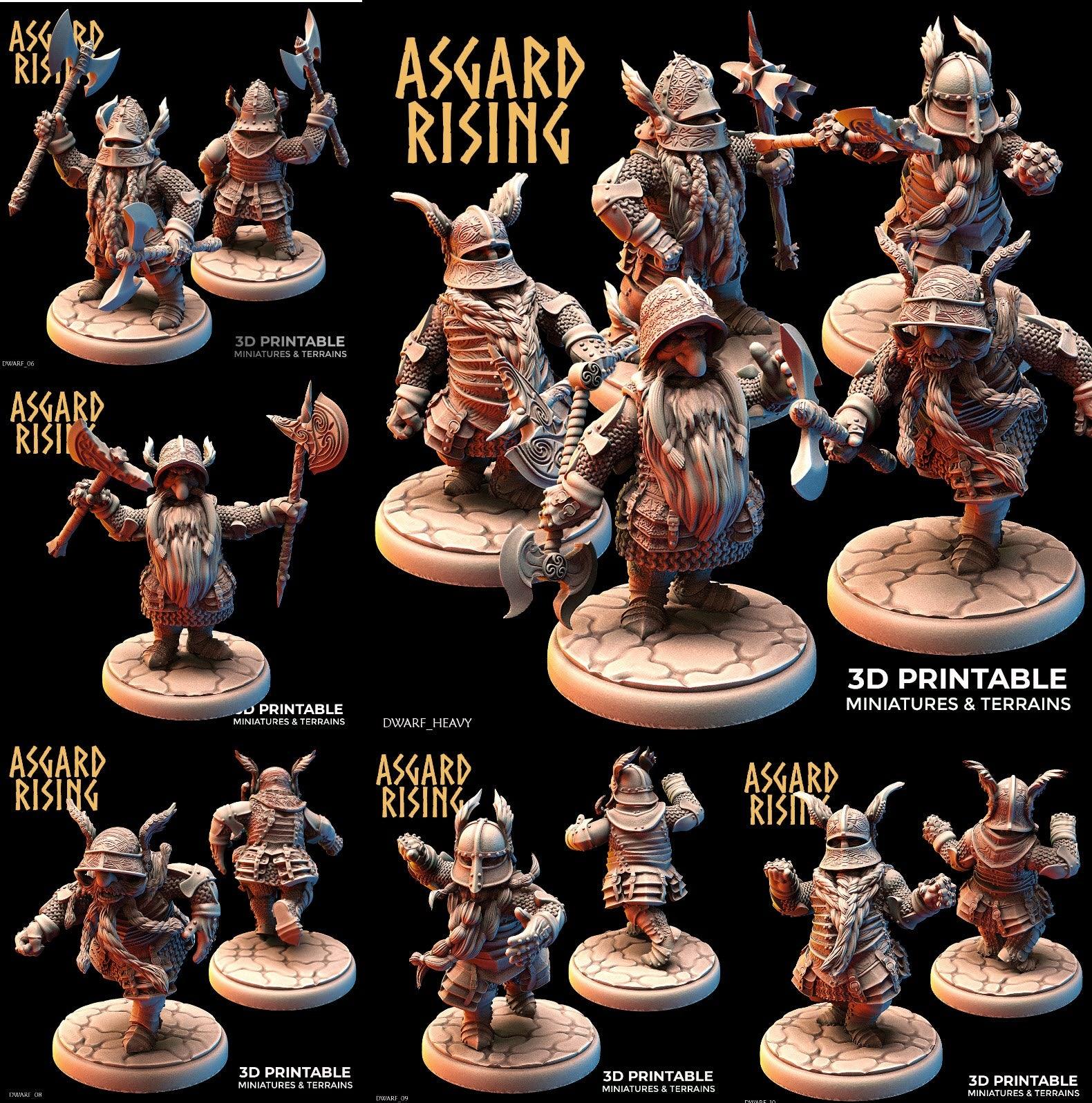3D Printed Asgard Rising Dwarf Full Plate Warrior Warband Set 28mm - 32mm