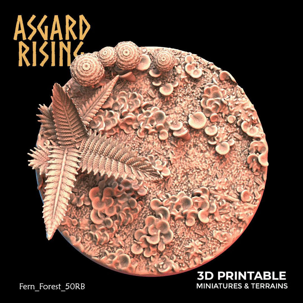 3D Printed Asgard Rising Fern Forest - 50mm Round Base  Wargaming DnD