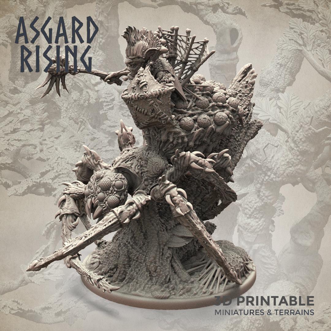3D Printed Asgard Rising Goblin Chieftain Riding Spider 28mm-32mm Ragnarok D&D