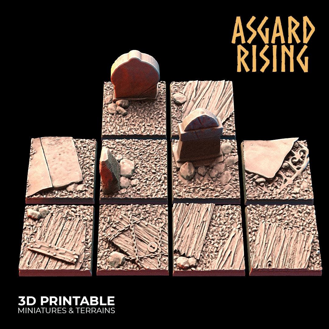 3D Printed Asgard Rising Graveyard Square Base Set 25 28 32 35mm D&D