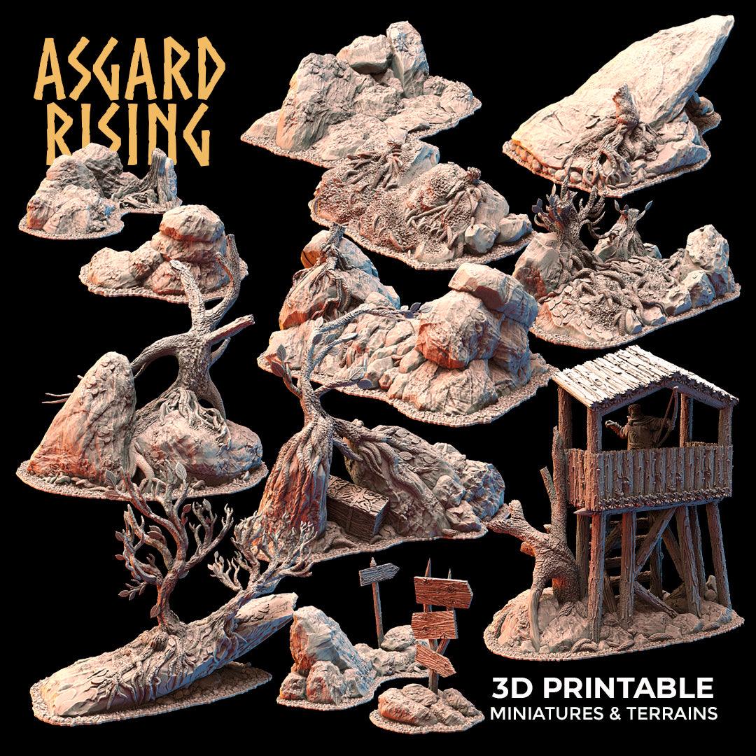3D Printed Asgard Rising Highland Trail Terrain Set 28 32 mm Wargaming DnD
