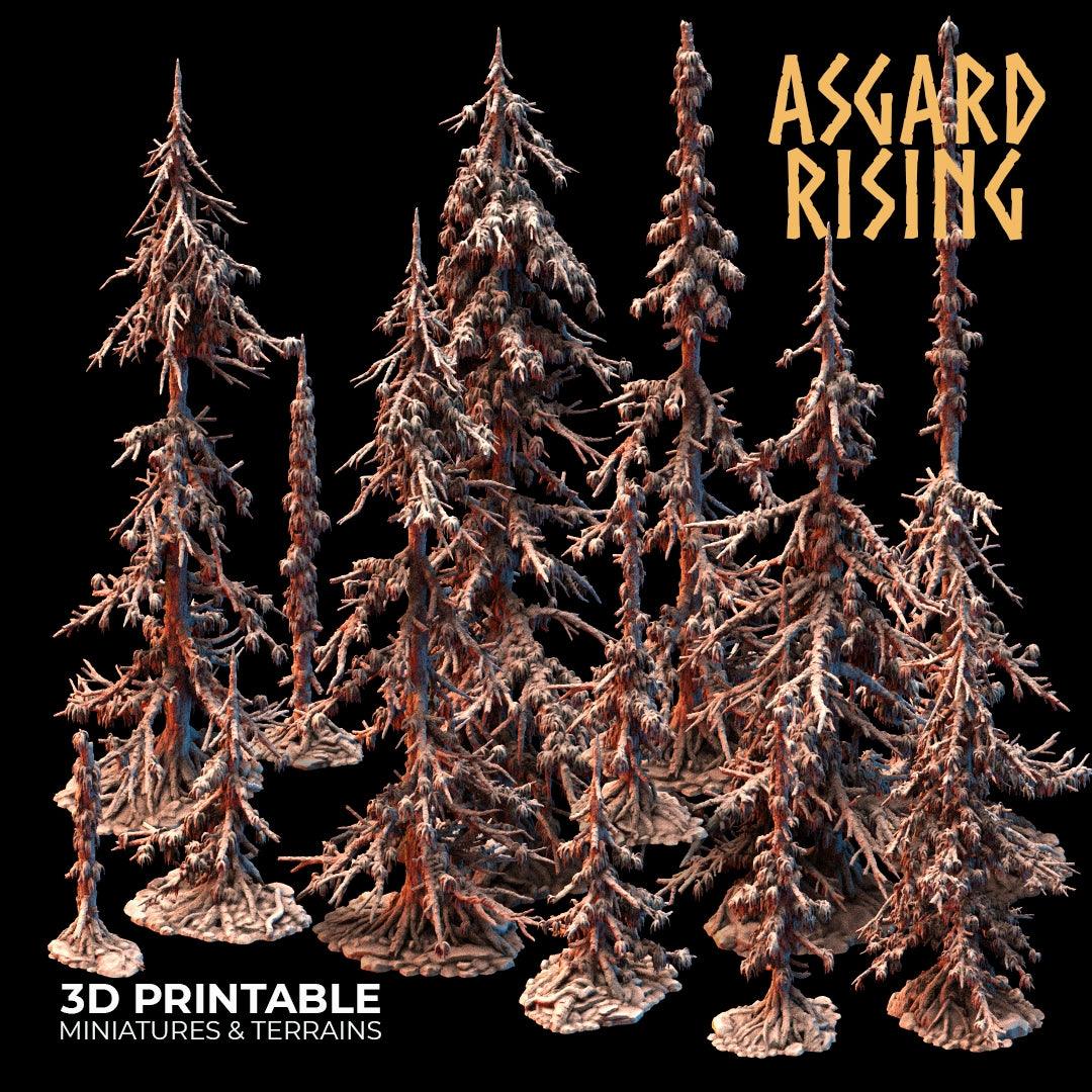 3D Printed Asgard Rising Infected Conifers Spruce Modular Forest Set 28mm 32mm D&D