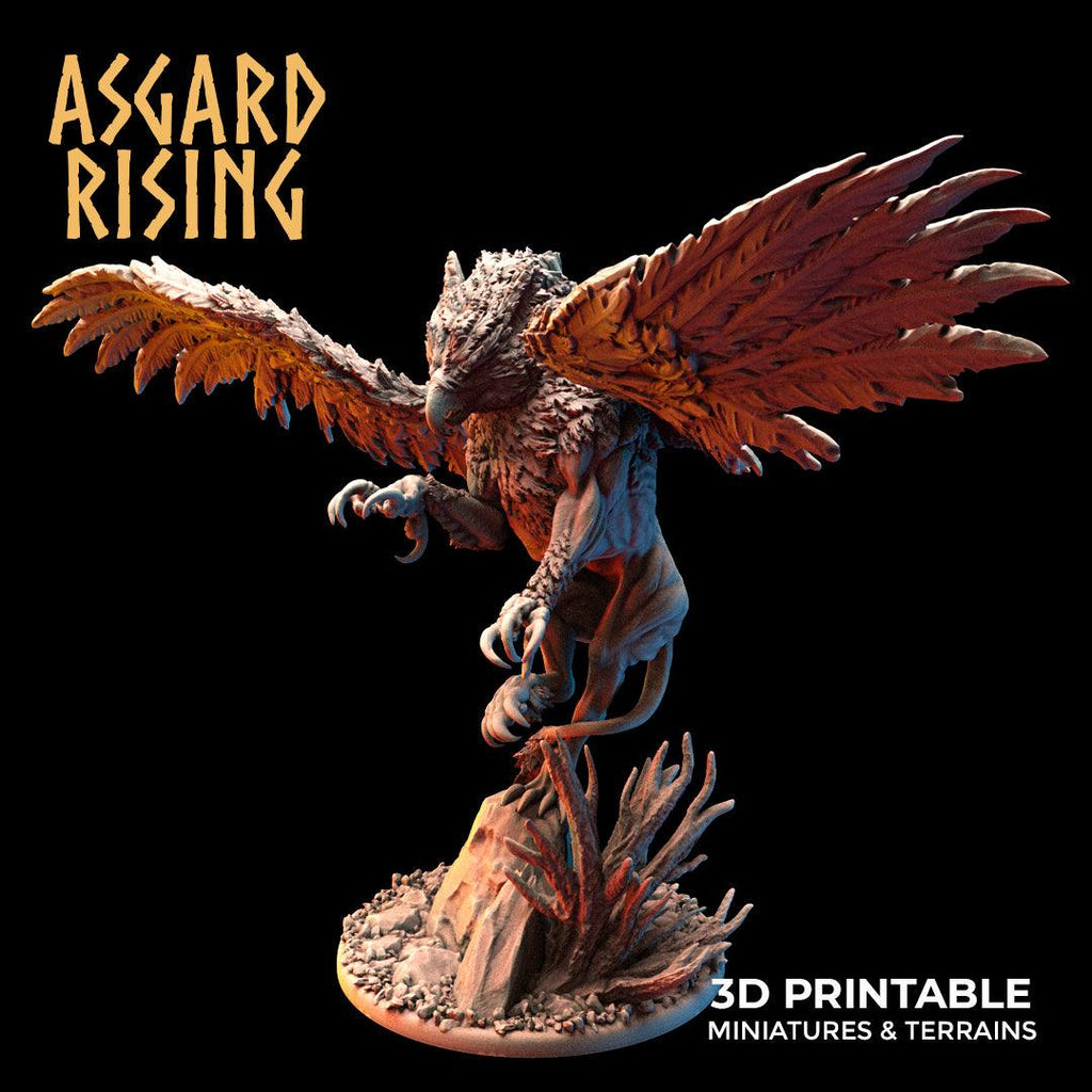 3D Printed Asgard Rising King of all Creatures Griffin Set - 32mm D&D