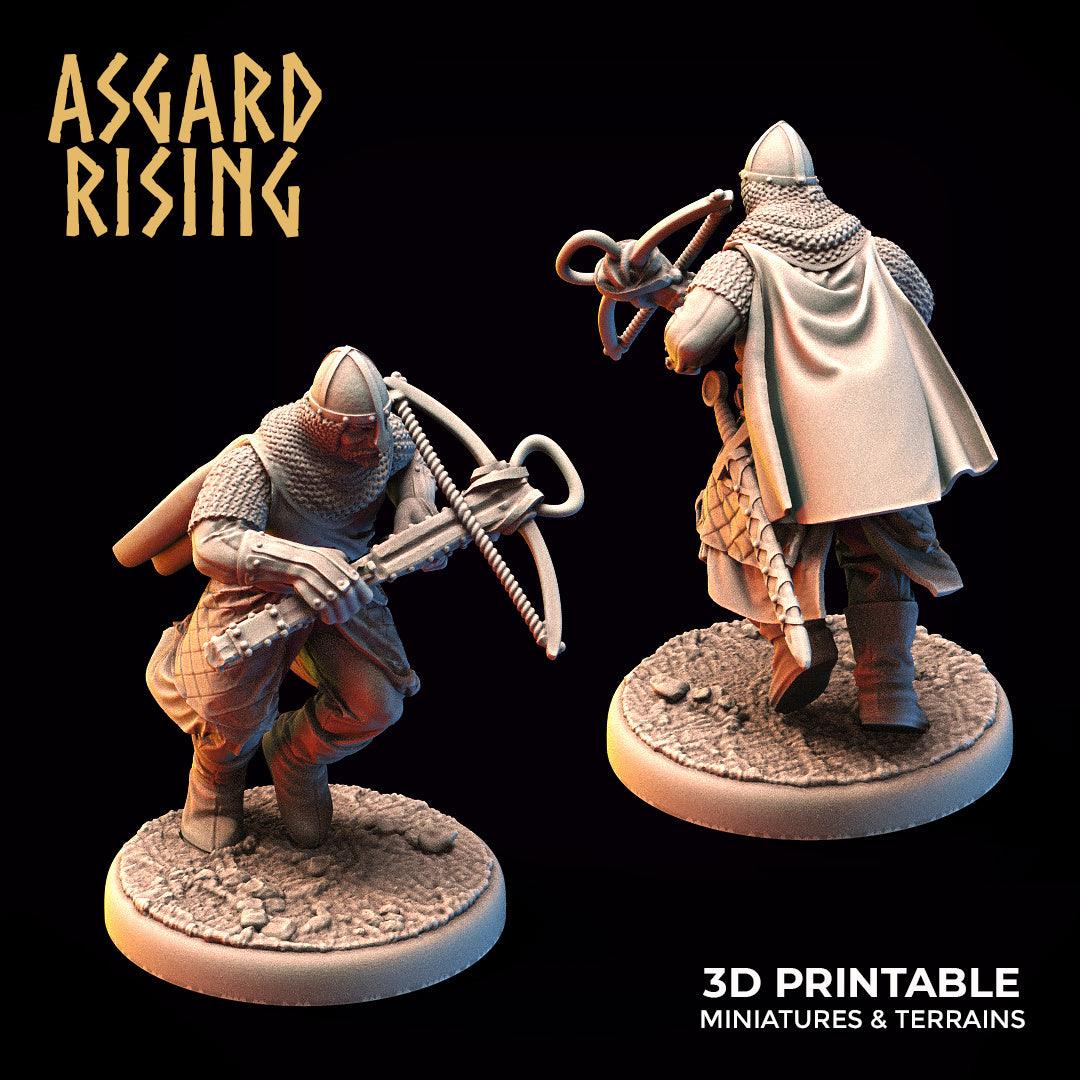 3D Printed Asgard Rising Medieval Knight Running Crossbowman 32mm Ragnarok D&D