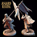3D Printed Asgard Rising Medieval Knight Running Standard Bearer 32mm Ragnarok D&D