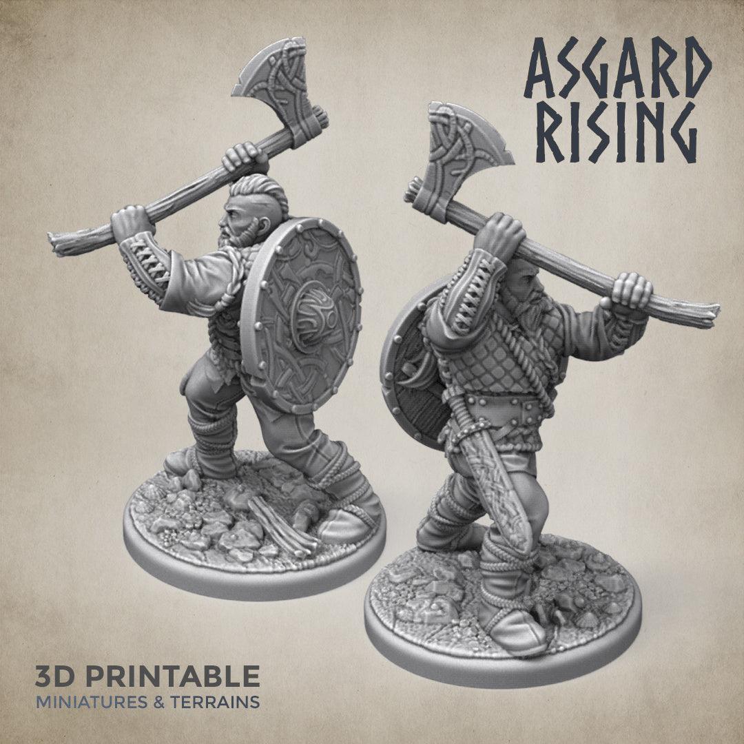 3D Printed Asgard Rising Midgard Viking Shieldman 28mm-32mm Ragnarok D&D