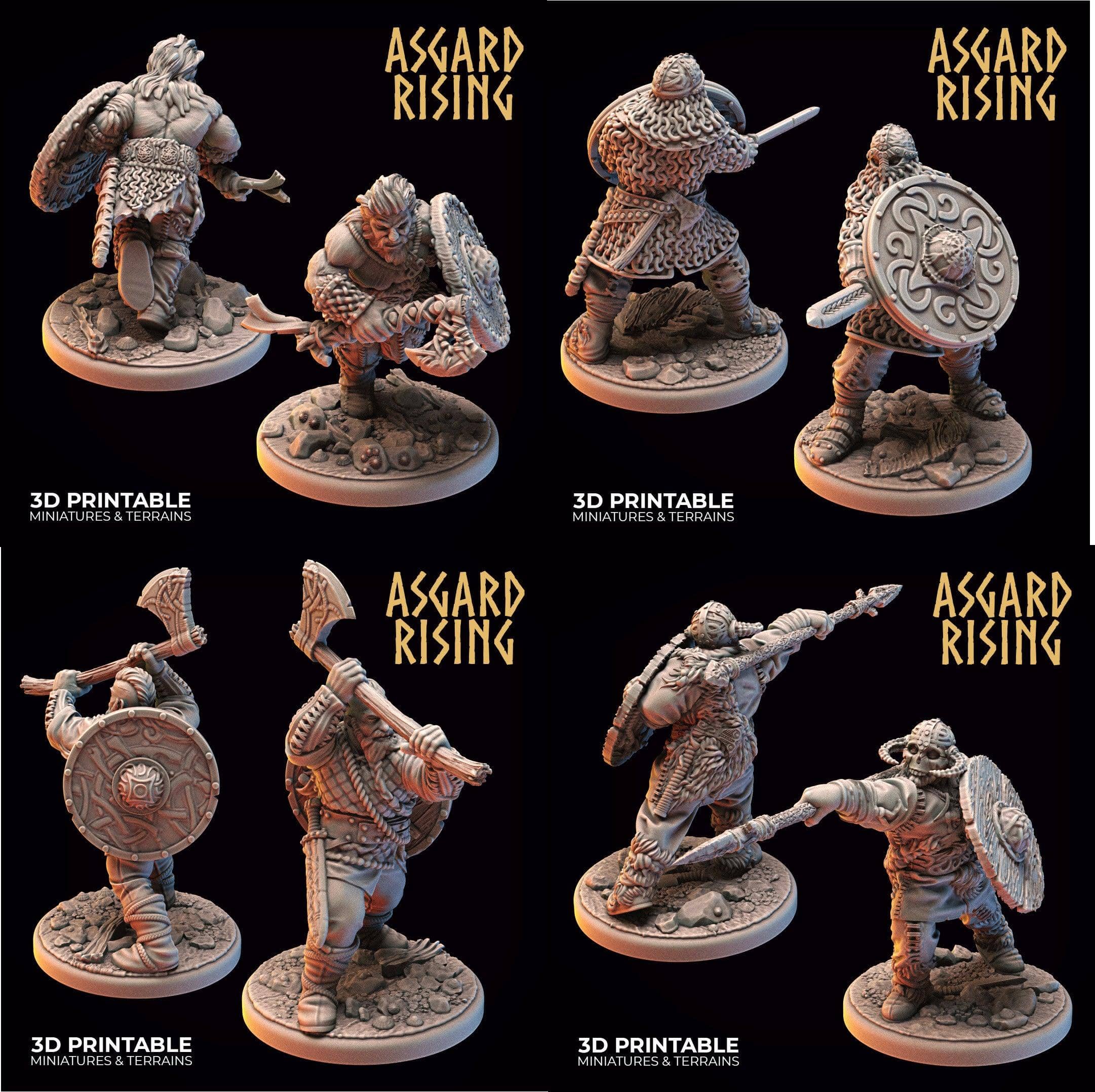 3D Printed Asgard Rising Midgard Viking Shieldman Set 28 32 mm Wargaming DnD