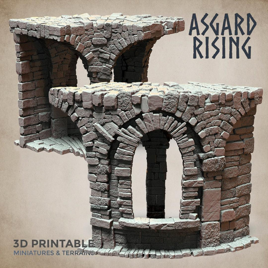 3D Printed Asgard Rising Stone Construction Ruins Ruined Modular Set 28mm - 32mm Ragnarok D&D