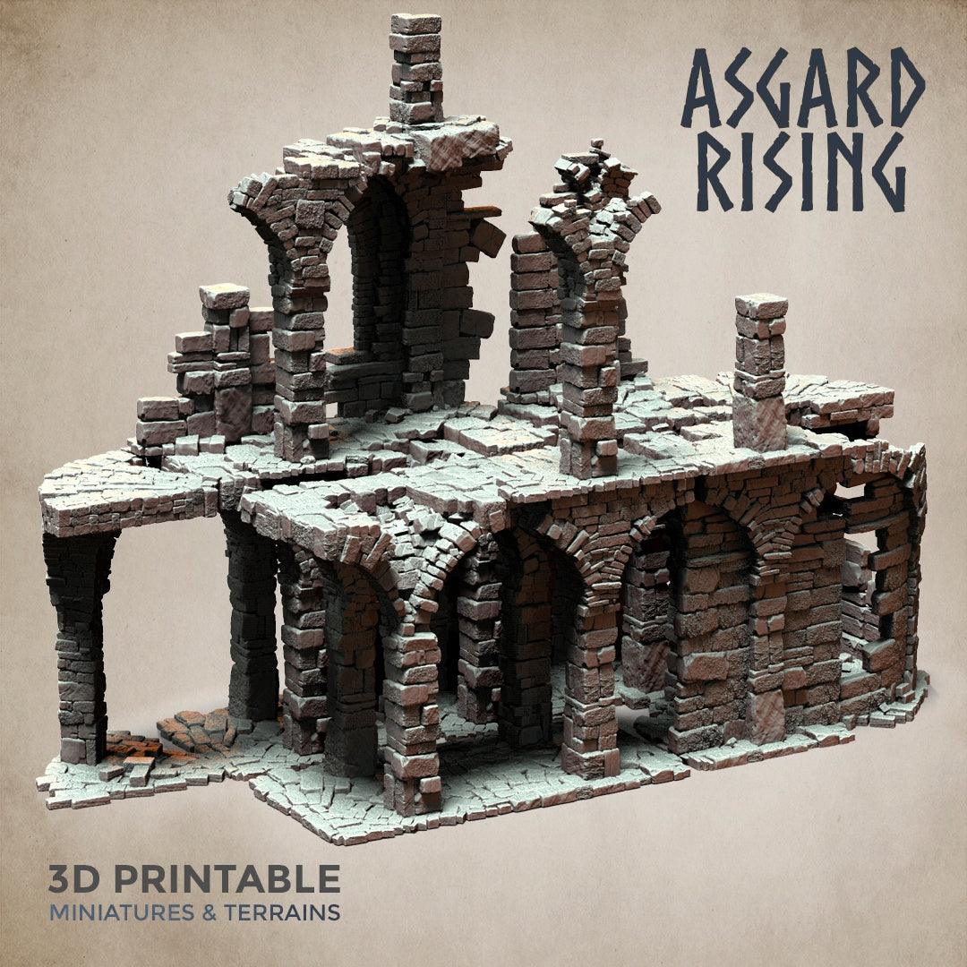 3D Printed Asgard Rising Stone Construction Ruins Ruined Modular Set 28mm - 32mm Ragnarok D&D