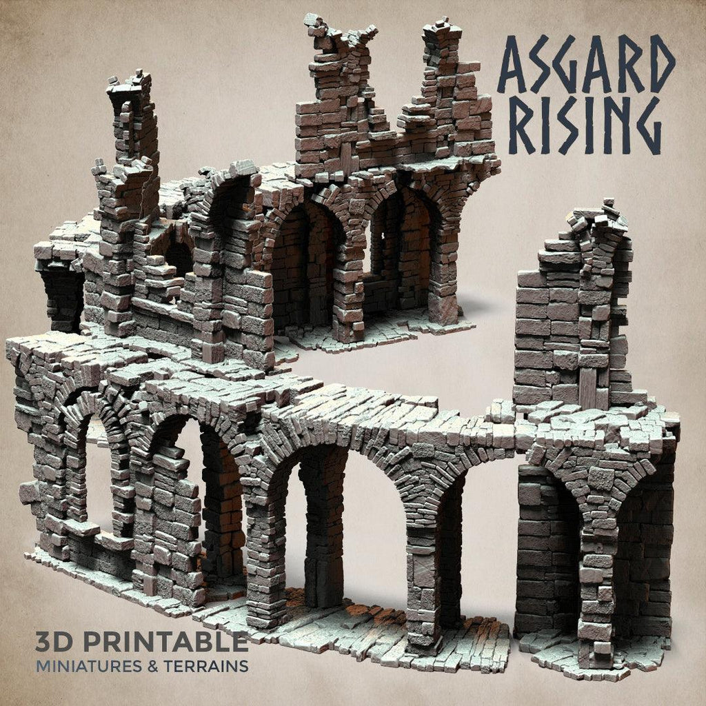 3D Printed Asgard Rising Stone Construction Ruins Ruined Modular Set 28mm - 32mm Ragnarok D&D