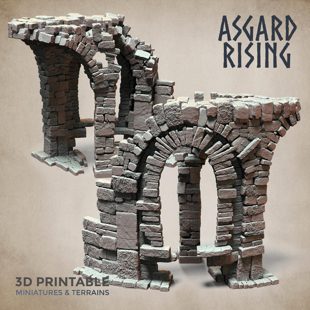 3D Printed Asgard Rising Stone Construction Ruins Ruined Modular Set 28mm - 32mm Ragnarok D&D