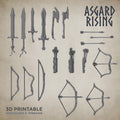 3D Printed Asgard Rising Sword and Bow Weapon Set 4 - 32mm D&D