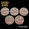 3D Printed Asgard Rising Worn Pavingstone - 5 x 25 28 32 35 mm Round Base Set B Wargaming DnD