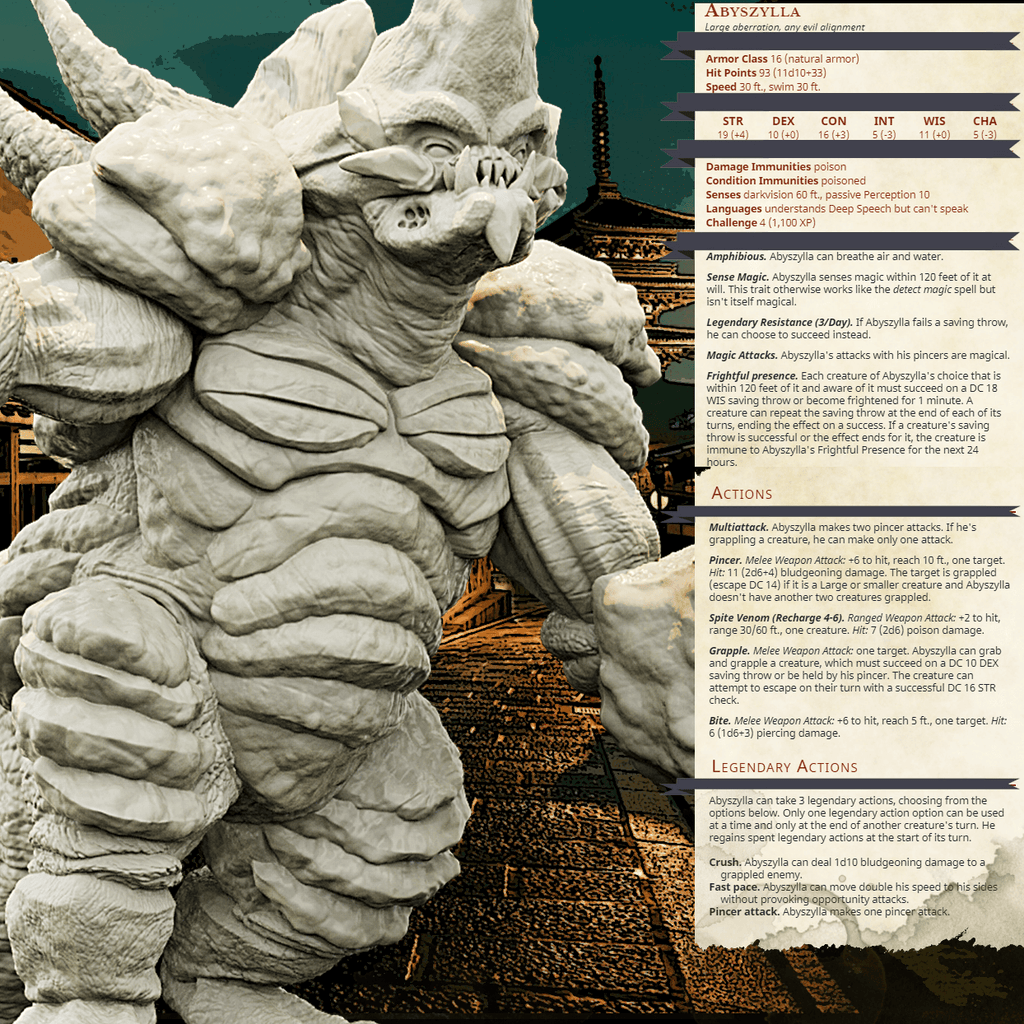 3D Printed Bestiary Vol. 4 Nafarrate - Abyszylla Aberration 32mm Ragnarok D&D