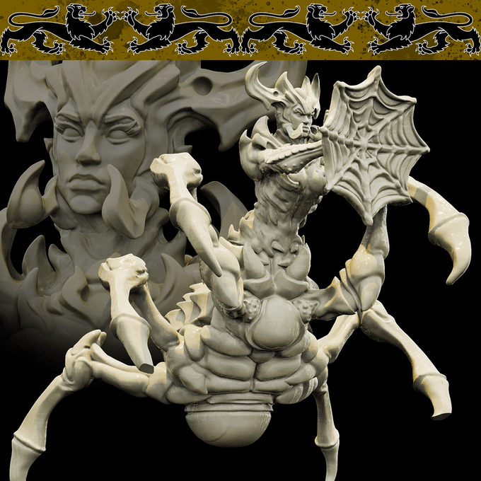 3D Printed Bestiary Vol. 4 Nafarrate - Arachne Spider 32mm Ragnarok D&D