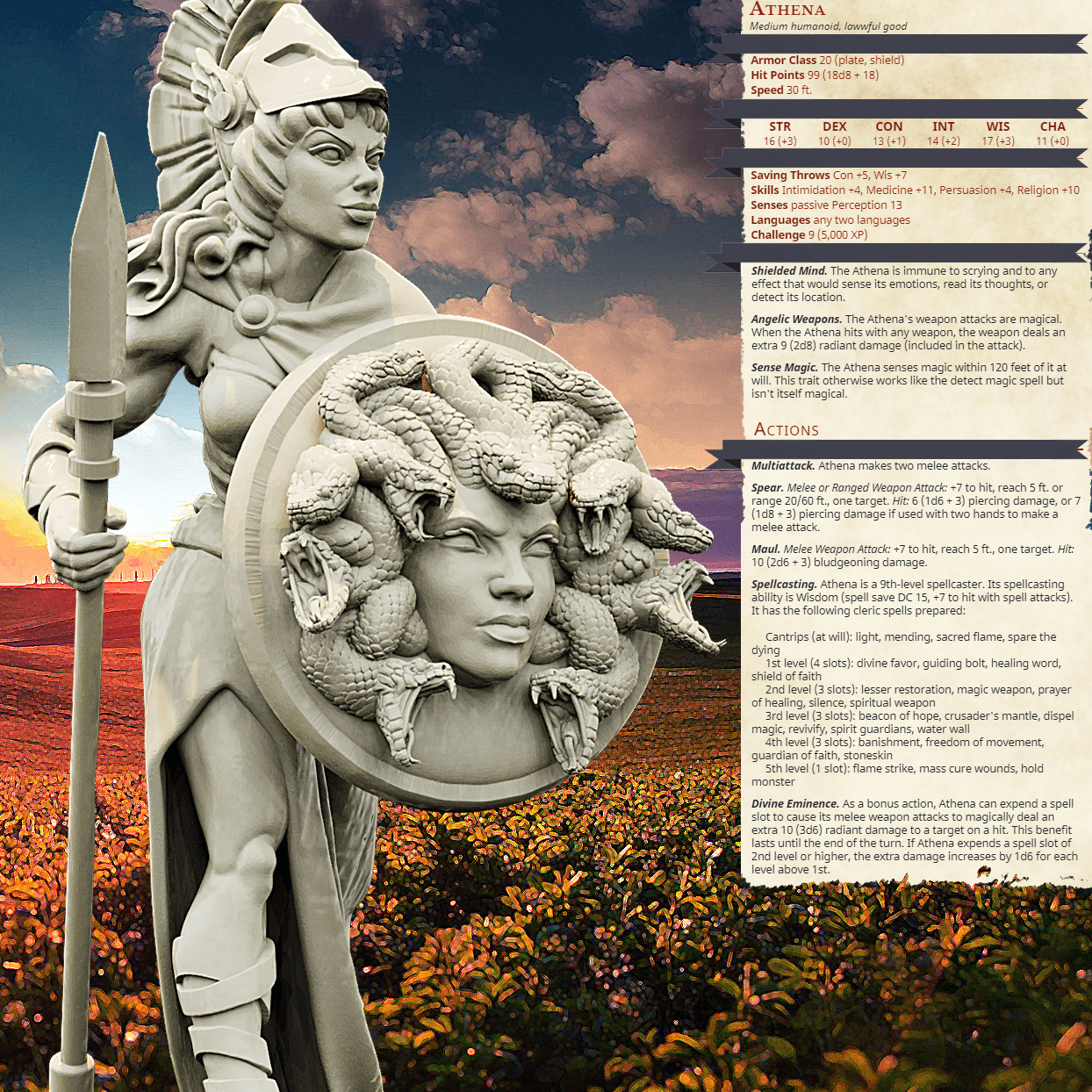 3D Printed Bestiary Vol. 4 Nafarrate - Athena 32mm Ragnarok D&D