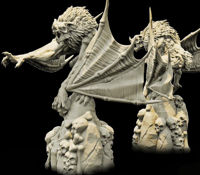3D Printed Bestiary Vol. 4 Nafarrate - Camazotz Demon Fiend 32mm Ragnarok D&D