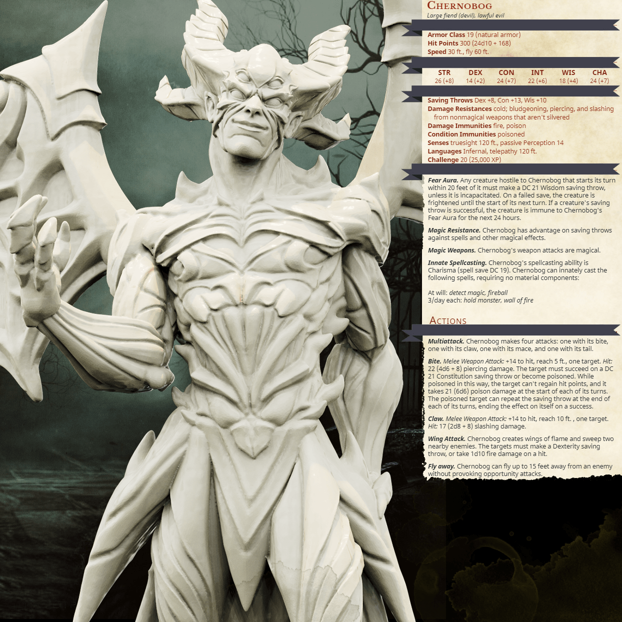 3D Printed Bestiary Vol. 4 Nafarrate - Chernobog Demon Fiend 32mm Ragnarok D&D