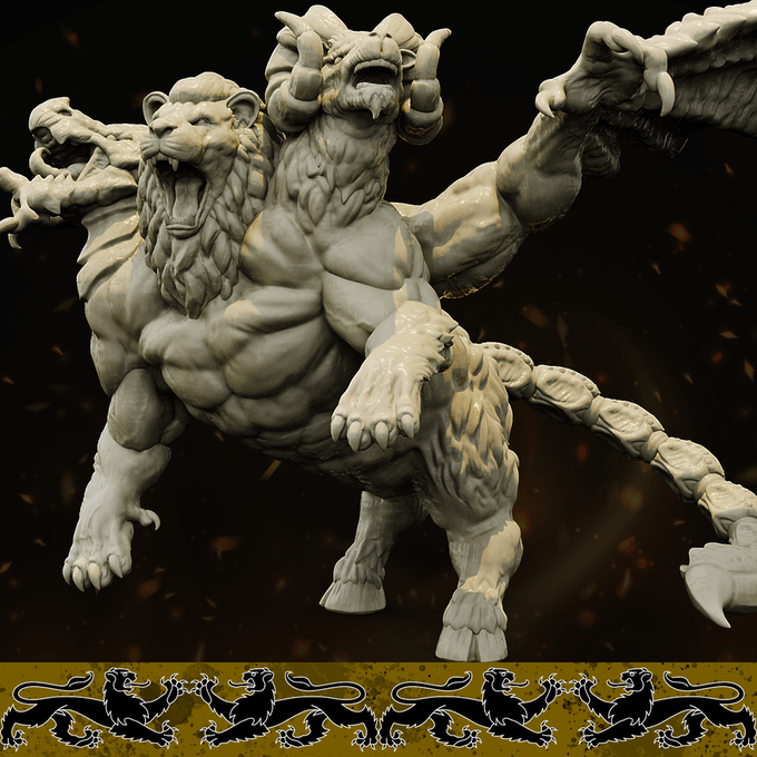 3D Printed Bestiary Vol. 4 Nafarrate - Chimera 32mm Ragnarok D&D