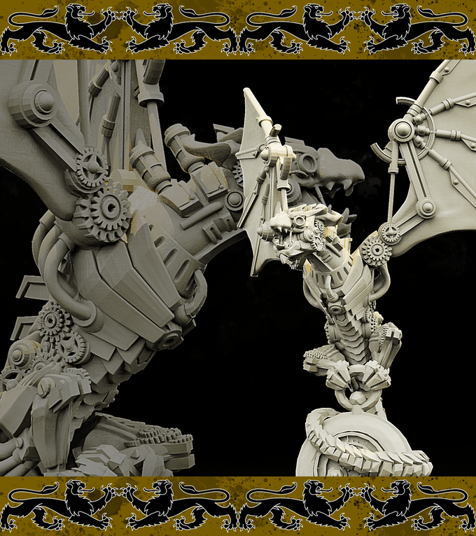 3D Printed Bestiary Vol. 4 Nafarrate - Clockwork Dragon 32mm Ragnarok D&D