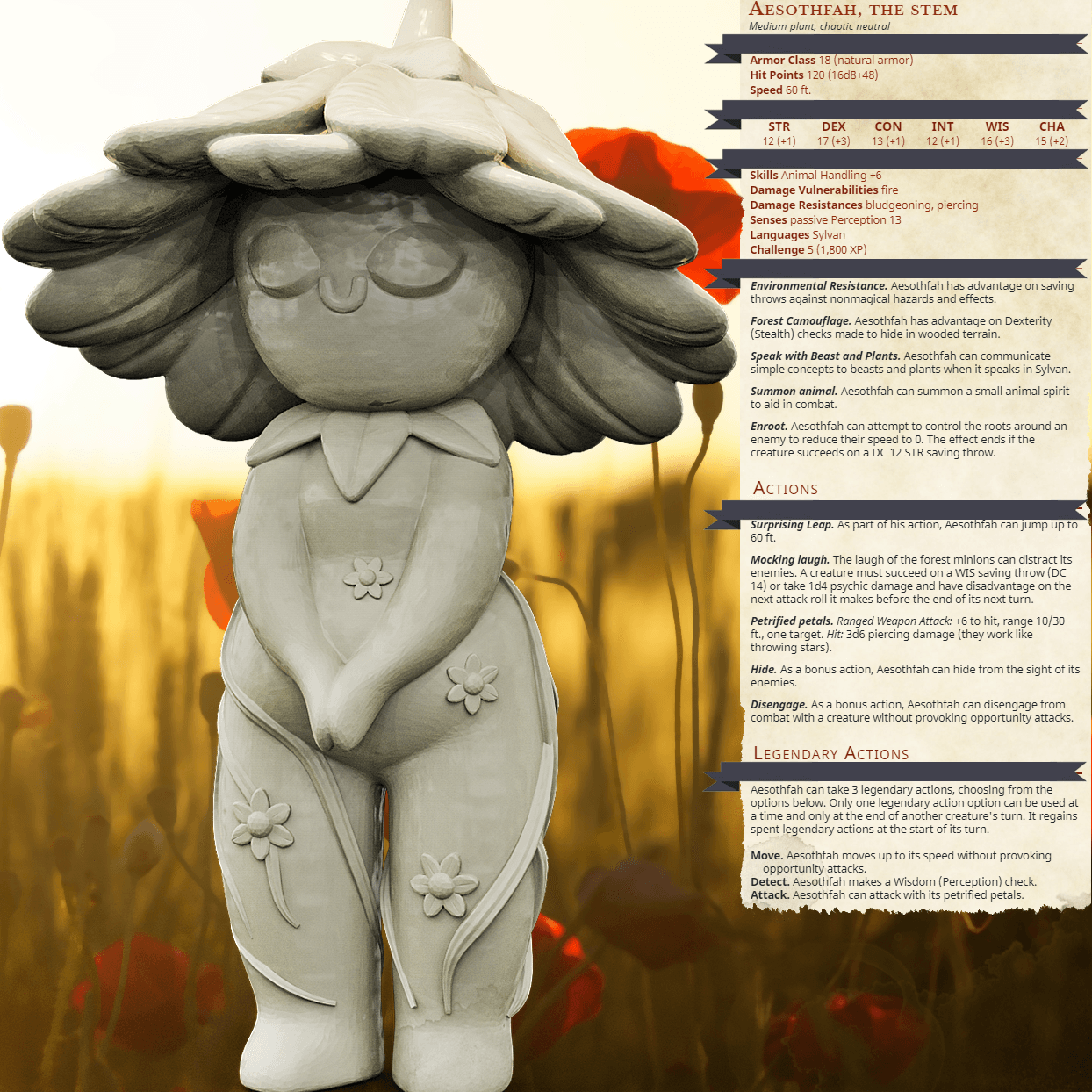 3D Printed Bestiary Vol. 4 Nafarrate - Forrest Spirit Minions 32mm Ragnarok D&D