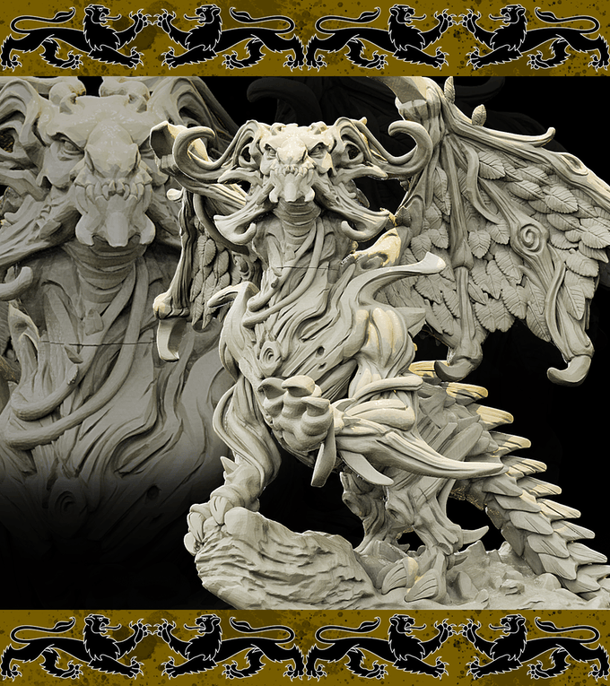 3D Printed Bestiary Vol. 4 Nafarrate - Frukag Forrest Dragon 32mm Ragnarok D&D
