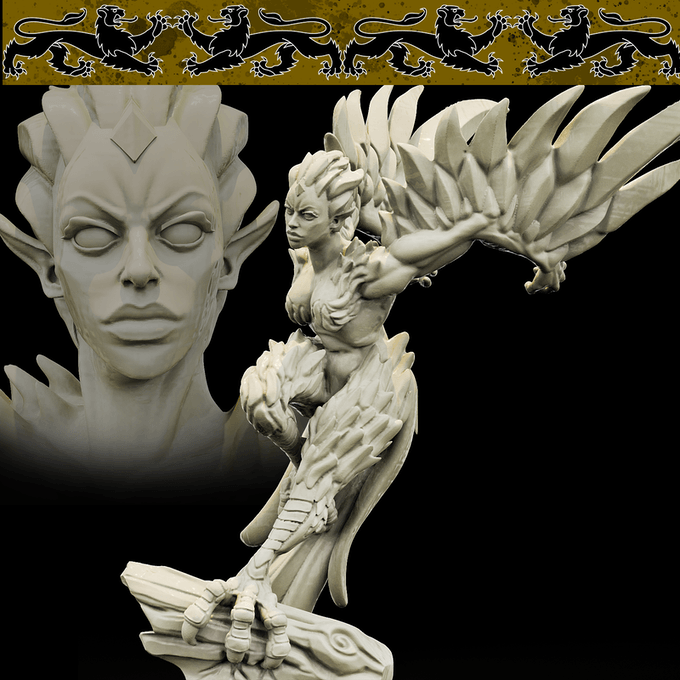 3D Printed Bestiary Vol. 4 Nafarrate - Harpy 32mm Ragnarok D&D