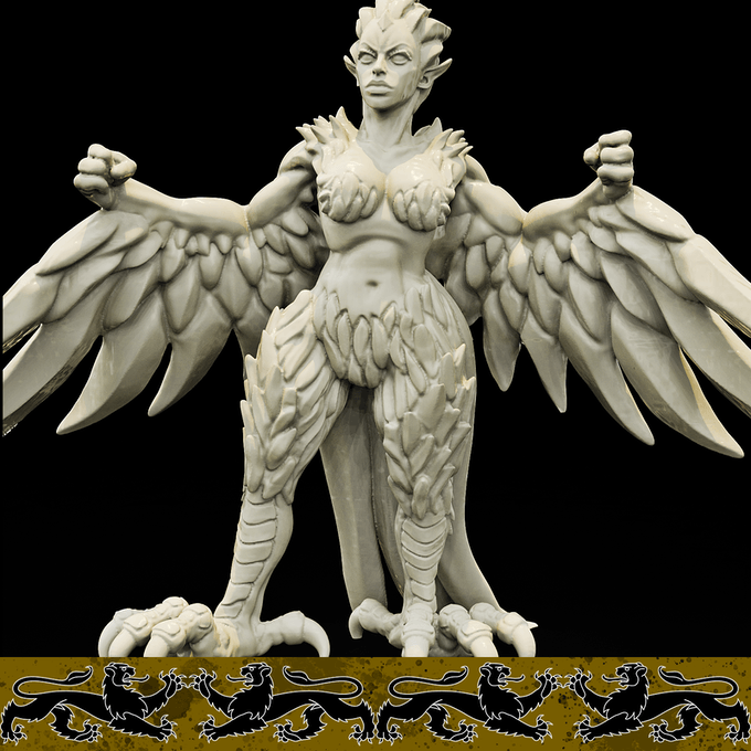 3D Printed Bestiary Vol. 4 Nafarrate - Harpy 32mm Ragnarok D&D