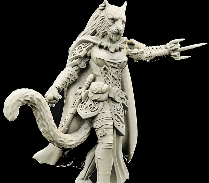 3D Printed Bestiary Vol. 4 Nafarrate - Ishu Tigress 32mm Ragnarok D&D