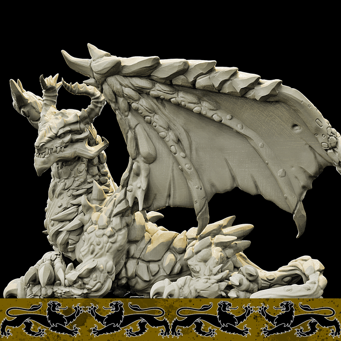 3D Printed Bestiary Vol. 4 Nafarrate - Lasair Lava Dragon 32mm Ragnarok D&D