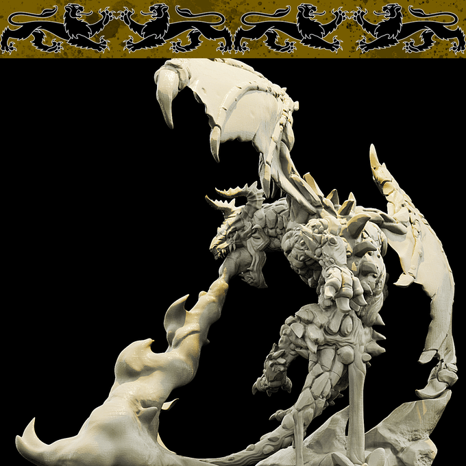 3D Printed Bestiary Vol. 4 Nafarrate - Lasair Lava Dragon 32mm Ragnarok D&D