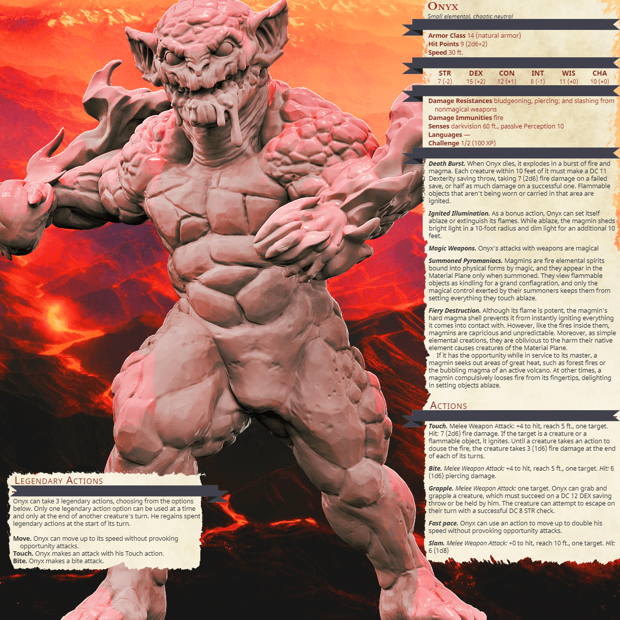 3D Printed Bestiary Vol. 4 Nafarrate - Onyx Elemental 32mm Ragnarok D&D