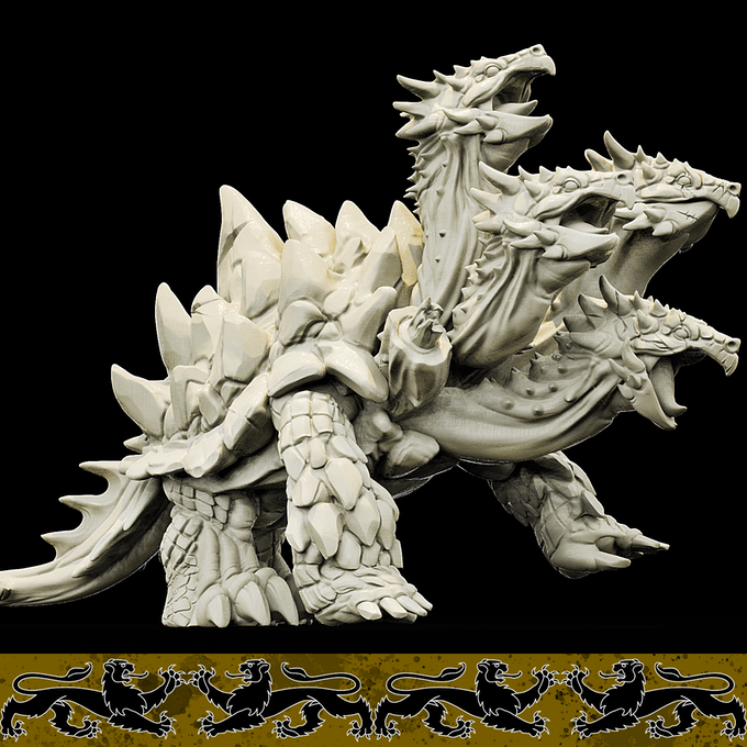 3D Printed Bestiary Vol. 4 Nafarrate - Plaqwum Turtle Hydra 32mm Ragnarok D&D