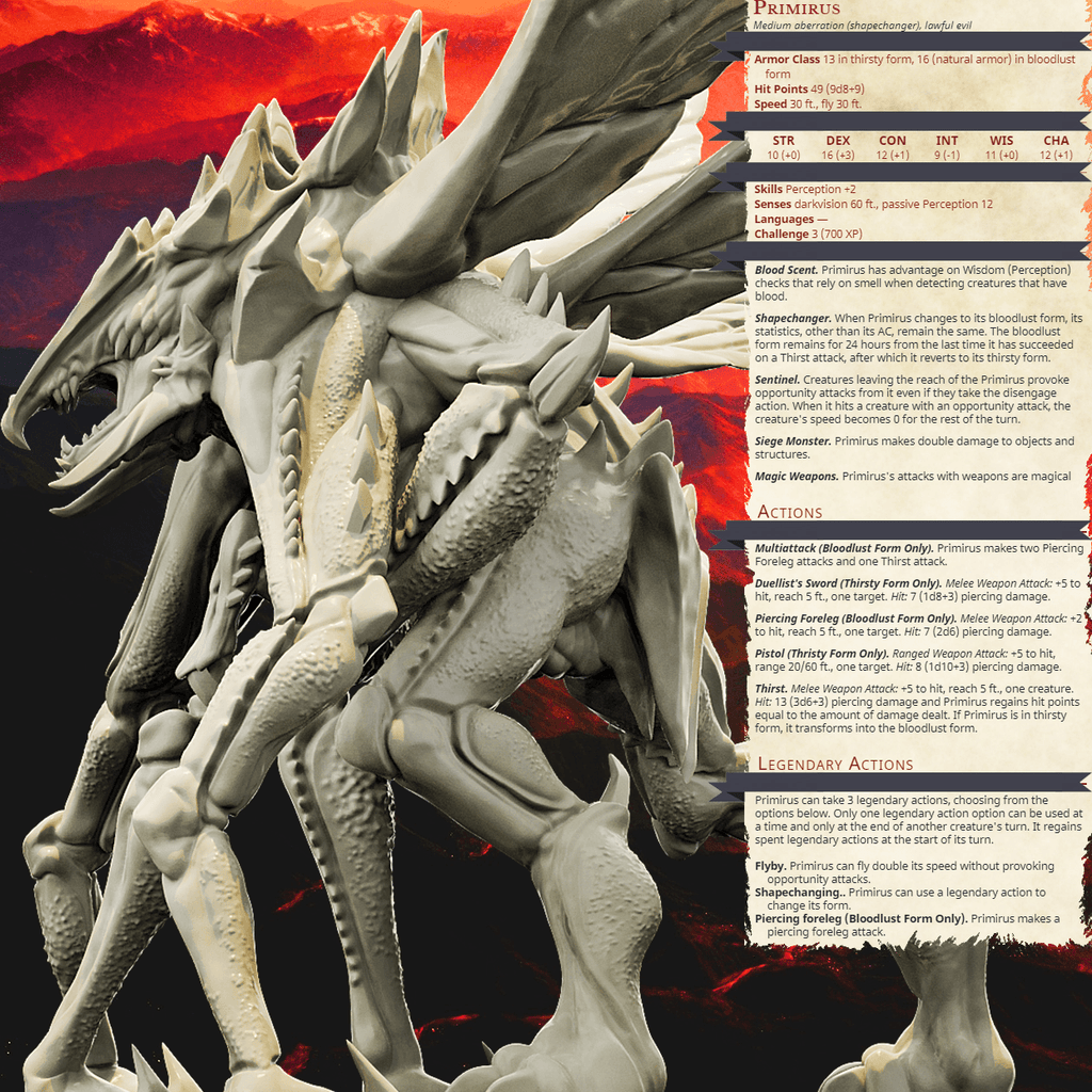 3D Printed Bestiary Vol. 4 Nafarrate - Primirus Shapechanger 32mm Ragnarok D&D